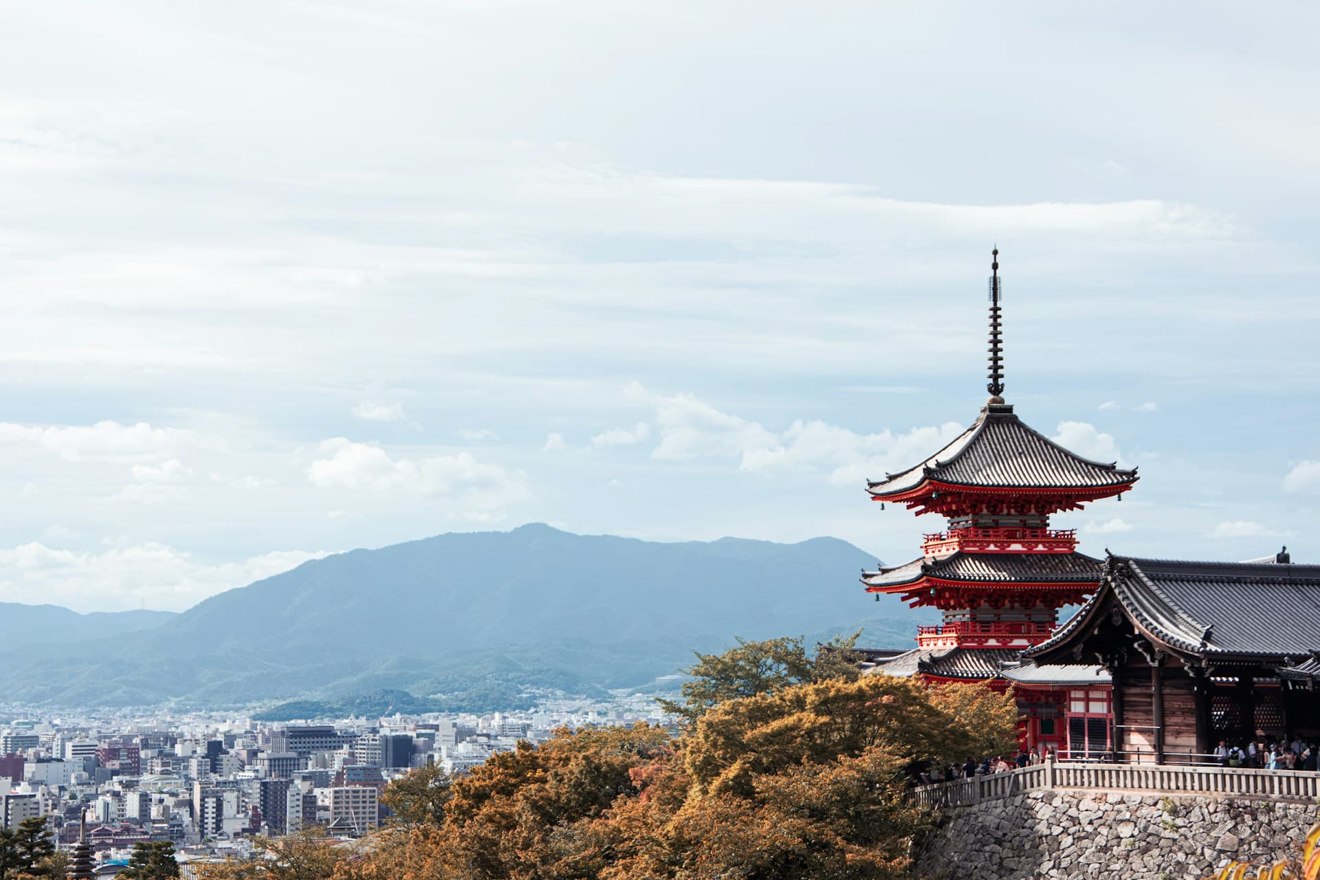 A view of Fushimi Inari Shrine and the city behind it